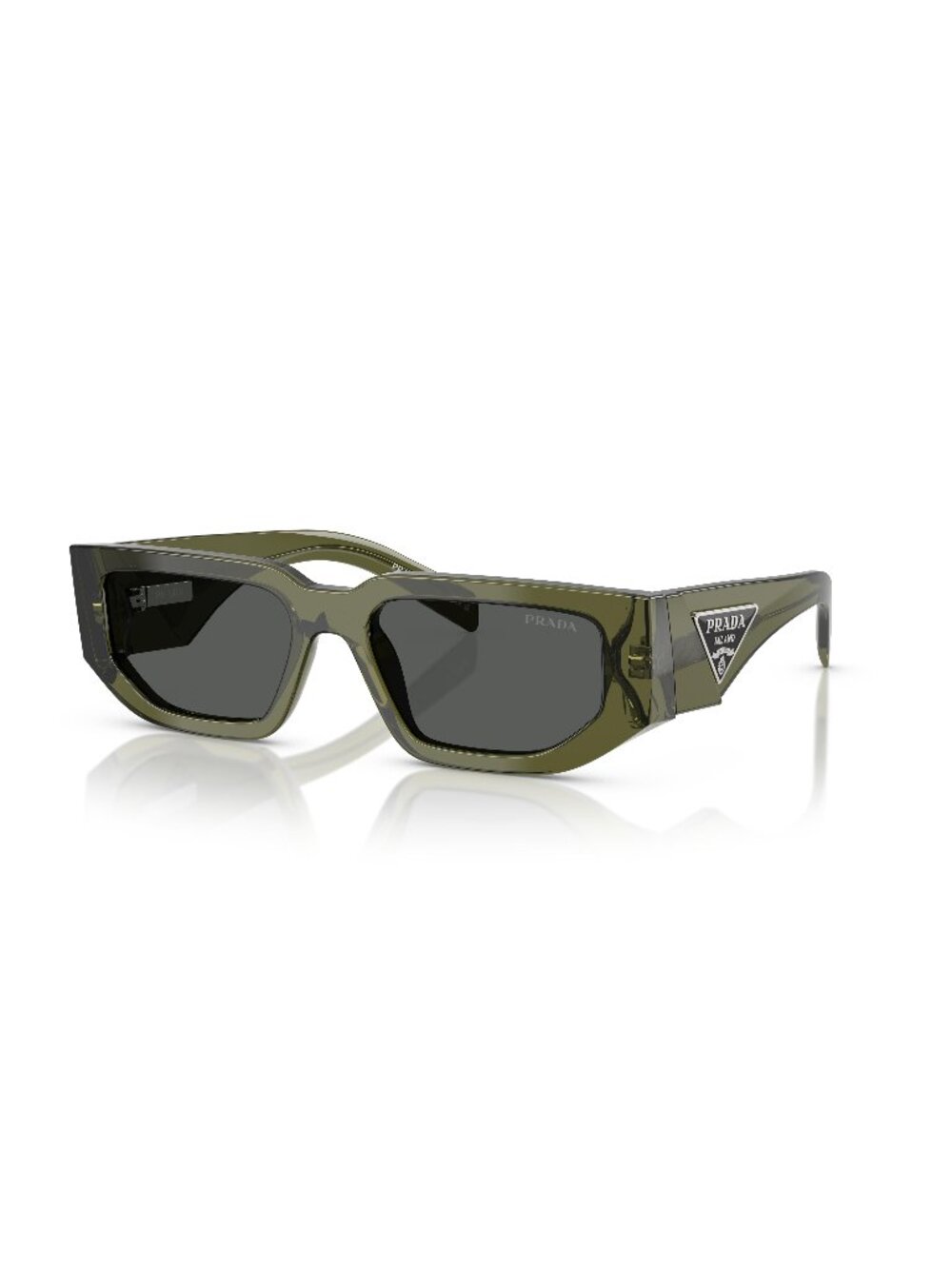 New Prada Men's Sunglasses Green Square Grey Lens Acetate Frame PR 09ZS 25A40L